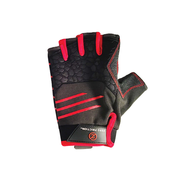 Zero Friction Half Finger Grip Universal-Fit Work Glove, Red WG610001